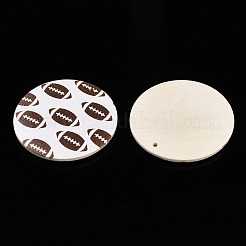 木製ペンダントの印刷  ボールシリーズチャーム  ラグビー  39~40x5mm  穴：1.8mm&nbsp;WOOD-N016-52C