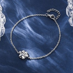 犬の足跡プリント 304 ステンレススチールペンダントネックレス & ブレスレット & スタッドピアスセット 女性用  ステンレス鋼色  17.72インチ（450mm）&nbsp;SJEW-C004-20P