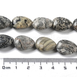 ナチュラルティアドロップマップストーン/ピカソストーン/ピカソジャスパービーズ連売り  17.5~18x13x6mm  穴：1.2mm  約22個/連  15.24インチ（38.7cm）&nbsp;G-L242-17