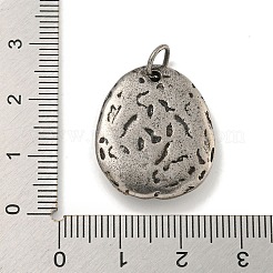 バイキング 316 サージカルステンレスペンダント  丸カン付き  オーバルチャーム  アンティークシルバー  24x20x5mm  穴：4.5mm&nbsp;STAS-E212-47AS