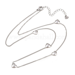 304ステンレススチール製ハート型ペンダント付きツイストチェーンネックレス（女性用）  変色なし  ステンレス鋼色  18.31インチ（46.5cm）&nbsp;SA-D001-05P