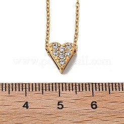 304ステンレススチールクリスタルラインストーンペンダントアズキチェーンネックレス女性用  18KGP本金メッキ  ハート  16.02インチ（40.7cm）  ペンダント：9x8x4.5mm&nbsp;NJEW-C062-01A-G
