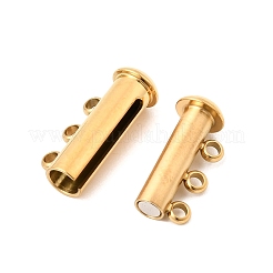 304ステンレススチール製スライドロック留め具  チューブ  イオンプレーティング（ip）  1連  3穴  6KGP本金メッキ  18mm  穴：20x10x6mm&nbsp;STAS-F350-05B-G