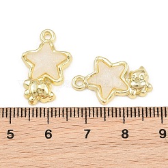 合金ペンダント  プラスチック模造パールと  クマのチャームが付いた星  ゴールドカラー  21.5x13.5x4.5mm  穴：1.6mm&nbsp;AL-CBA8C77-01A-G