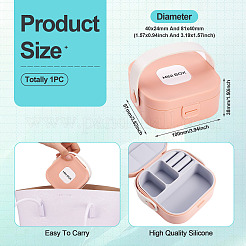 スクエア PU レザー & PP & シリコン ジュエリー セット ボックス  旅行用ポータブルジュエリーケース  収納ボックス  ネックレス用  リング  ピアスとペンダント  ピンク  10x9.7x3.8cm&nbsp;AJEW-TAC0014-13C