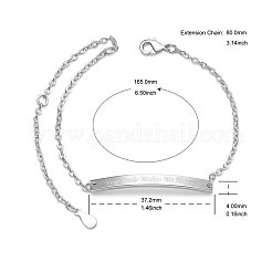 真鍮製のインスピレーションを与えるIDブレスレット  アズキチェーン付き  あなたの笑顔の言葉で四角形は私を幸せにする  プラチナ  6-1/2インチ（16.5cm）&nbsp;JB541A