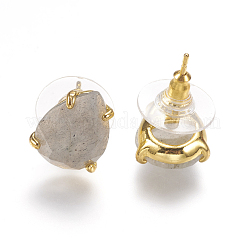 Natural Labradorite Stud Earrings&nbsp;EJEW-L196-03C
