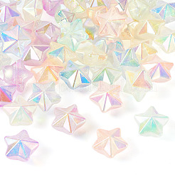 50個 5色 UVメッキ 蓄光透明アクリルビーズ  暗闇で光る  スター  ミックスカラー  21x22x14.5mm  穴：3.8mm  10個/カラー&nbsp;OACR-TA0003-63