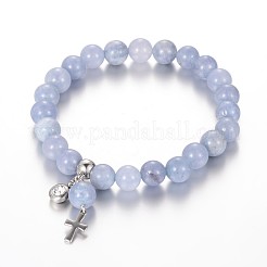 Natural Mixed Stone Beaded Stretch Charm Bracelets&nbsp;BJEW-JB01956