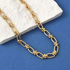 Ion Plating(IP) 304 Stainless Steel Oval Links Necklace for Women&nbsp;NJEW-B107-07G-03