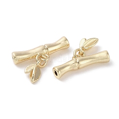 真鍮ビーズ  カドミウムフリー＆ニッケルフリー＆鉛フリー  竹  18KGP本金メッキ  14x15.5x3mm  穴：1.4mm&nbsp;KK-G491-50G