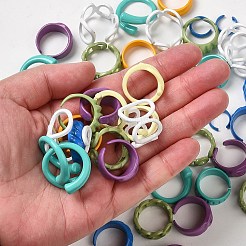 スプレー塗装された合金カフリング  オープンリング  カドミウムフリー＆鉛フリー  混合図形  ミックスカラー  内径：9~18.5mm&nbsp;RJEW-MSMC002-12