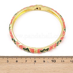 女性用真鍮合金ヒンジ付きバングル  花  エナメル  ゴールドカラー  ミックスカラー  1/4インチ（0.65cm）  内径：2-1/4インチ（5.6cm）&nbsp;BJEW-K290-01B-G