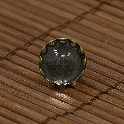 9.5~10x5~6mm Dome Transparent Glass Cabochons and Antique Bronze Brass Ear Stud Findings for DIY Picture Stud Earrings&nbsp;DIY-X0178-AB