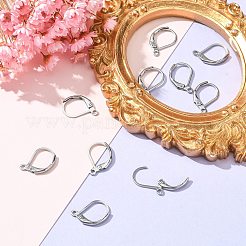 変色しにくい304ステンレススチールフレンチフックピアス金具  カン付き  ステンレス鋼色  15x10x1.5mm  穴：1.5mm&nbsp;X-STAS-S028-07