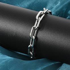 304ステンレススチールアズキチェーンブレスレット女性男性用  ステンレス鋼色  8-1/2インチ（21.5cm）&nbsp;BJEW-F488-59P
