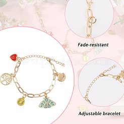 DIYブレスレット作成キット  合金ペンダント入り  304ステンレススチール丸カン  鉄のペーパークリップチェーンブレスレット  ゴールドカラー  15.5x12.5x7mm  穴：1.6mm&nbsp;DIY-GL0007-14
