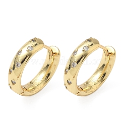 Brass Micro Pave Clear Cubic Zirconia Hoop Earrings&nbsp;EJEW-A132-17G