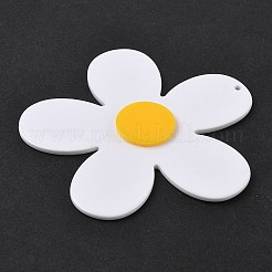 アクリル製の大きなペンダント  花の形  ホワイト  75x77x4.5mm  穴：2mm&nbsp;SACR-B008-06A