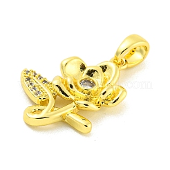 Brass Micro Pave Clear Cubic Zirconia Pendants&nbsp;KK-P263-06C-G
