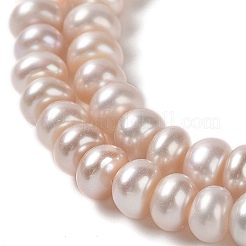 天然養殖淡水パールビーズ連売り  グレード5 A  ロンデル  桃パフ  3.5~4x2~3mm  穴：0.7mm  約141~145個/連  15.43''（39.2センチメートル）&nbsp;PEAR-J007-43