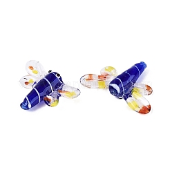 秋の手作りランプワークビーズ  トンボ  ダークブルー  25~27.5x33~40x7~9mm  穴：1.2~2mm&nbsp;LAMP-Q031-017-05