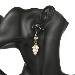 Natural Larimar and Natural Cultured Freshwater Pearl Dangle Earrings&nbsp;EJEW-JE07397