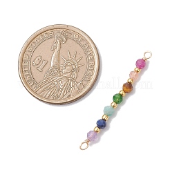 Chakra Natural TaiWan Jade & Amethyst & Lapis Lazuli & Amazonite & Tiger Eye & Sunstone & Ruby Faceted Round Beaded Connector Charms&nbsp;PALLOY-JF04565-02