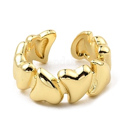 Rack Plating Brass Heart Open Cuff Rings for Women&nbsp;RJEW-G294-05G