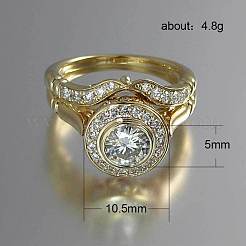 2Pcs Alloy with Crystal Rhinestone Finger Rings&nbsp;FS-WG4C099-04