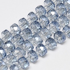 電気メッキガラスビーズセット  虹メッキ  多面カット  フラットラウンド  ミックスカラー  7~8x5mm  穴：1mm  約78~80個/連  20.86~21.65インチ（53~55cm）&nbsp;EGLA-Q083-8mm-D