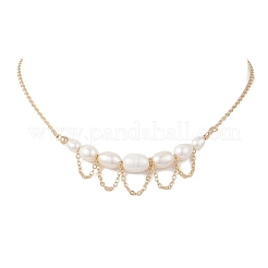 Natural Cultured Freshwater Pearl Rice Graduated Beaded Necklaces with 304 Stainless Steel Cable Chains&nbsp;NJEW-TA00226