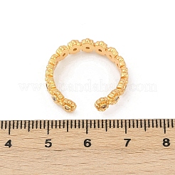 真鍮マイクロパヴェキュービックジルコニアフラワー調節可能な女性用カフリング  ゴールドカラー  5mm  usサイズ7 1/4(17.5mm)&nbsp;RJEW-B125-02G