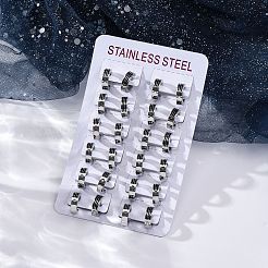 304ステンレススチールとエナメルフープピアス  手動研磨  ステンレス鋼色  13.5x4mm&nbsp;EJEW-M001-21B-P