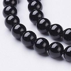 ナチュラルブラックオニキスラウンドビーズ連売り  グレードA  染め＆加熱  6mm  穴：1mm  約63個/連  14.5インチ&nbsp;GSR6mmC097