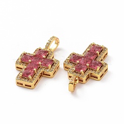 Brass Micro Pave Clear Cubic Zirconia Pendants&nbsp;ZIRC-F135-24G-B