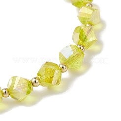 2Pcs Electroplate Transparent Glass Beaded Stretch Bracelets for Men Women&nbsp;BJEW-JB12237