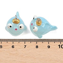 マリンシリーズ 透明レジンペンダント  クジラのチャーム  プラチナメッキ鉄ループ付き  空色  空色  22.5x18.5x23.5mm  穴：2mm&nbsp;RESI-XCP0002-42A