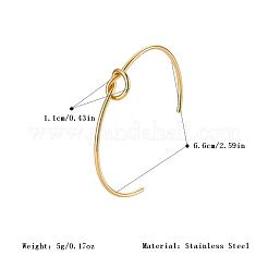 304ステンレススチール製ハートノットオープンカフバングル（女性用）  ゴールドカラー  内径：2.60インチ（6.6cm）&nbsp;PA0211