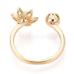 Lotus Flower Brass Micro Pave Clear Cubic Zirconia Cup Peg Ring Settings&nbsp;KK-T076-19G