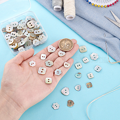 90Pcs 9 Styles 2-Hole Natural Shell Buttons&nbsp;BUTT-PH0001-49