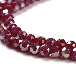 不透明ガラスビーズスタンド  ABカラー  ファセット（32ファセット）  ラウンド  暗赤色  3.5x3mm  穴：1mm  約163~166個/連  50~51cm&nbsp;LS-EGLA-A035-P3mm-B02