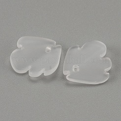 艶消しガラスチャーム  葉のチャーム  ホワイト  15.5x15x3.5mm  穴：1.2mm&nbsp;GLAA-WH0033-26