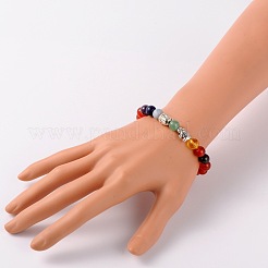 Stretch Buddhist Jewelry Multi-Color Gemstone Chakra Bracelets&nbsp;BJEW-JB01690-05