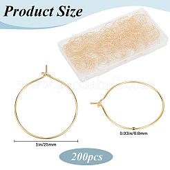 真鍮製ワイングラスチャームリング200個。  フープピアスパーツ  ニッケルフリー  ゴールドカラー  25x0.8mm  20ゲージ&nbsp;KK-SP0001-31B-G