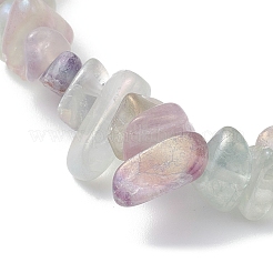 女性用電気メッキ天然蛍石チップビーズストレッチブレスレット  ビーズ：8~13mm  内径：2インチ（5cm）&nbsp;BJEW-JB12596