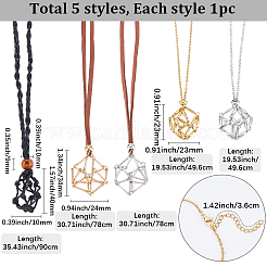 5Pcs 5 Styles Brass Bar Link Chains Macrame Pouch Empty Stone Holder for Pendant Necklace Making&nbsp;NJEW-SC0001-77