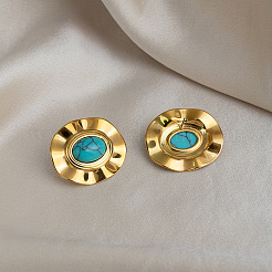 304 Stainless Steel Turquoise Stud Earrings for Women&nbsp;UJ5594