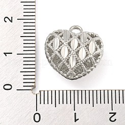 ラックメッキ真鍮チャーム  カドミウムフリー＆鉛フリー  長持ちメッキ  ハート  プラチナ  16x16x10mm  穴：2mm&nbsp;KK-C044-10P