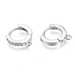 Brass Micro Pave Cubic Zirconia Huggie Hoop Earring Findings&nbsp;X-KK-T063-012P-NF